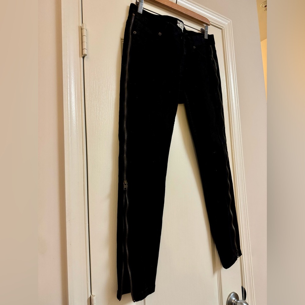 Free People Black Side-Zipper Jeans